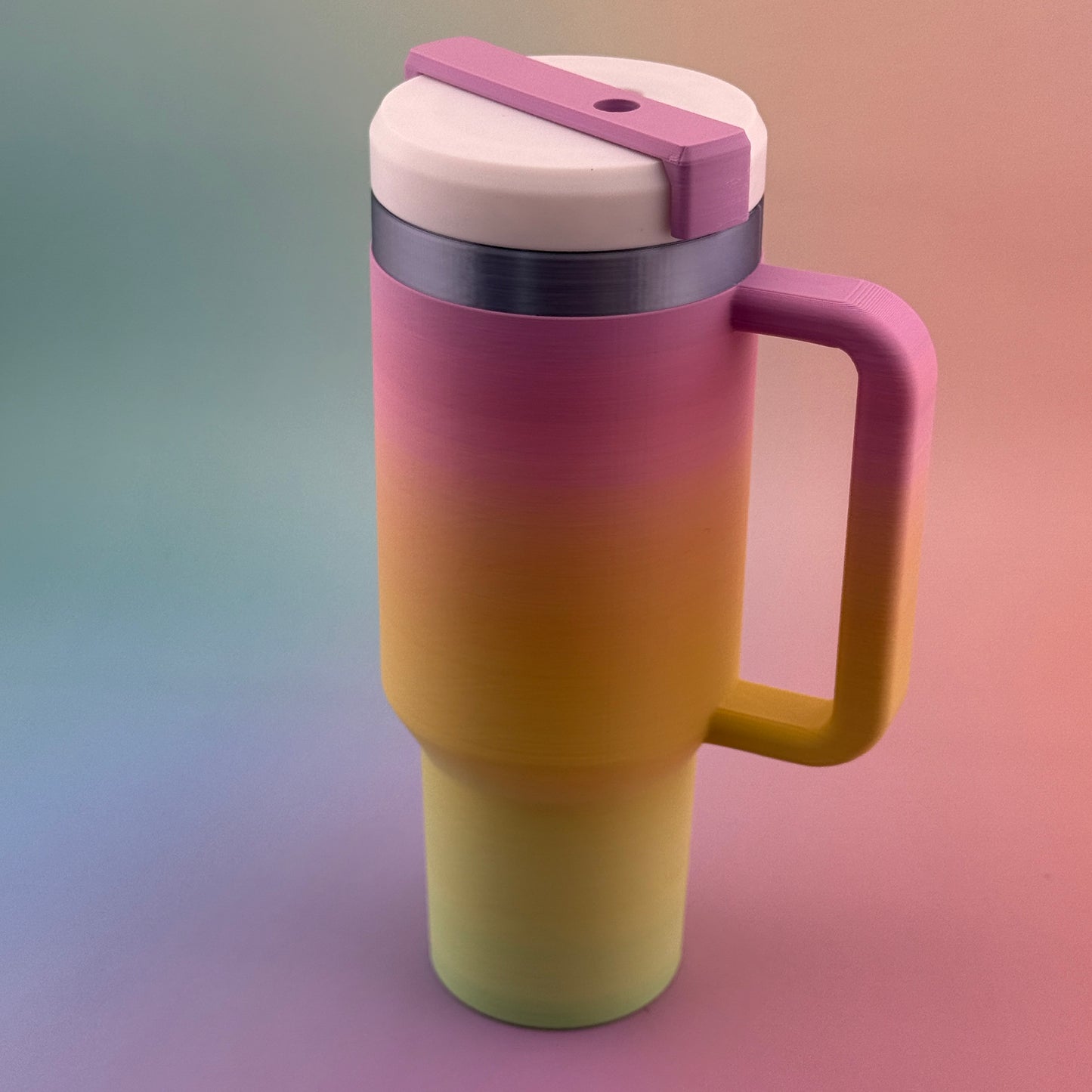 "Customizable 12oz slim can tumbler coozy - Durable 3D printed design with handle & lid options"