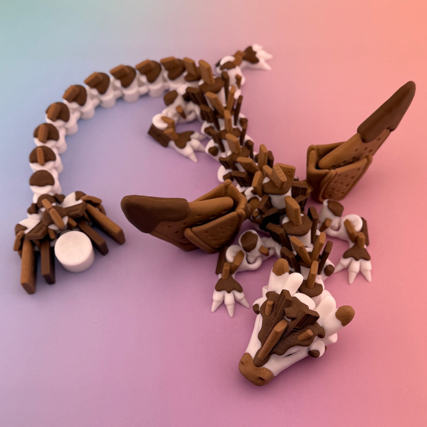 Articulated S'mores Dragon - Premium 3D Printed Fidget Toy (18 Inches)