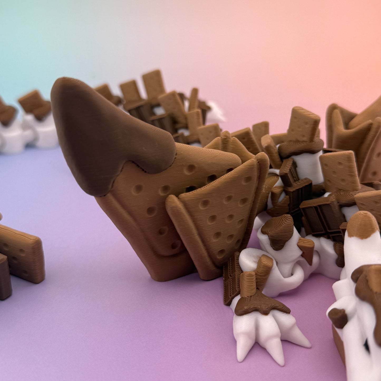 Articulated S'mores Dragon - Premium 3D Printed Fidget Toy (18 Inches)