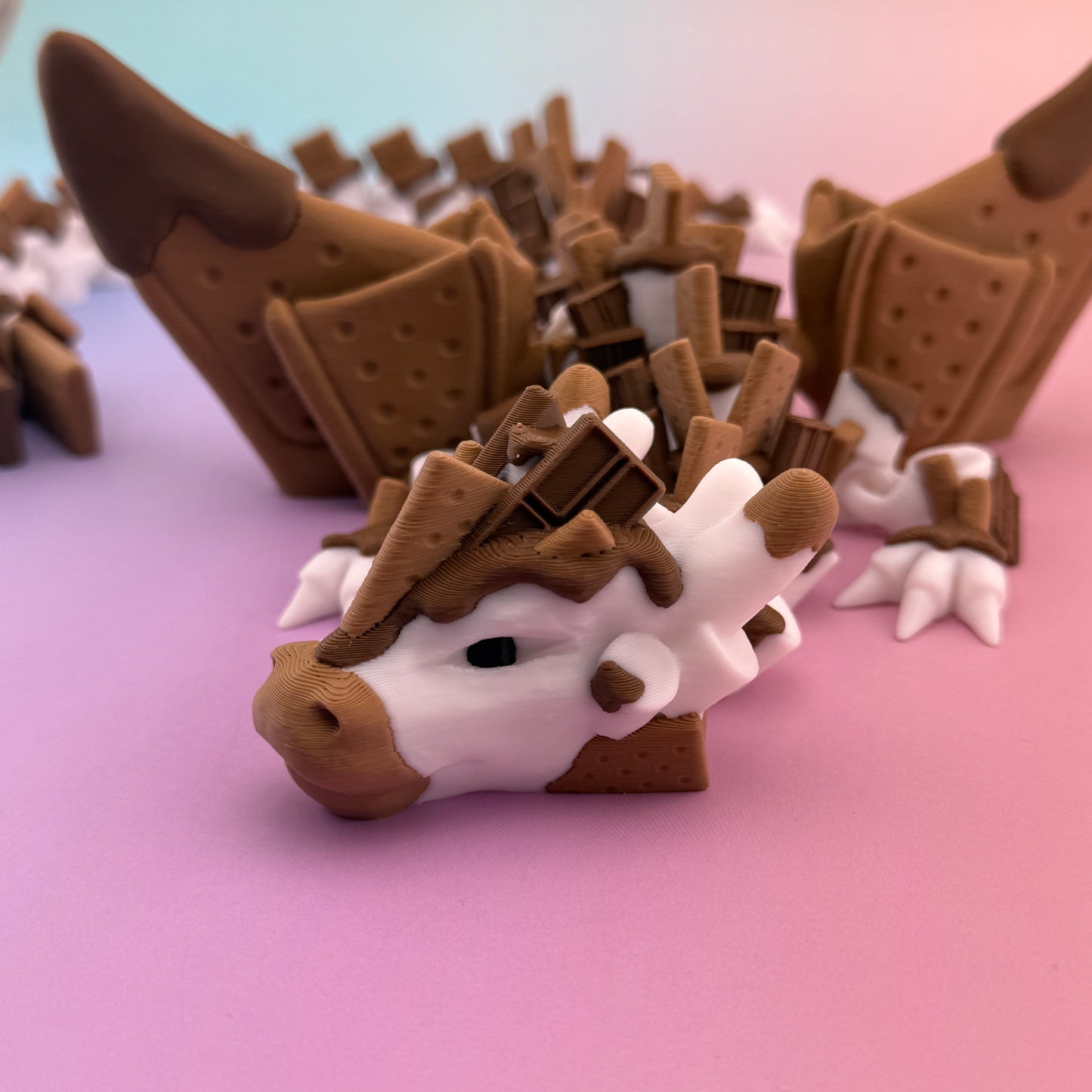 Articulated S'mores Dragon - Premium 3D Printed Fidget Toy (18 Inches)