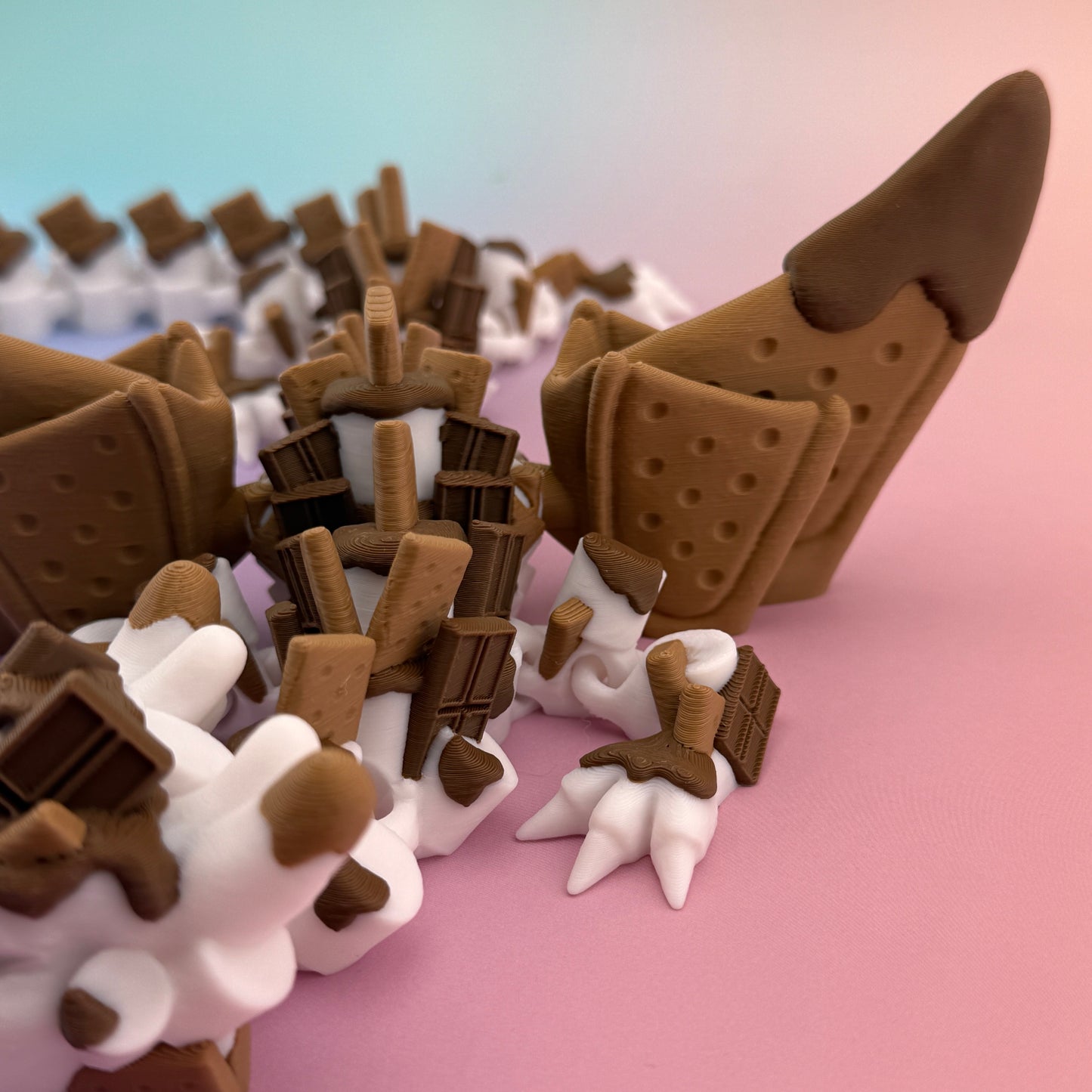 Articulated S'mores Dragon - Premium 3D Printed Fidget Toy (18 Inches)