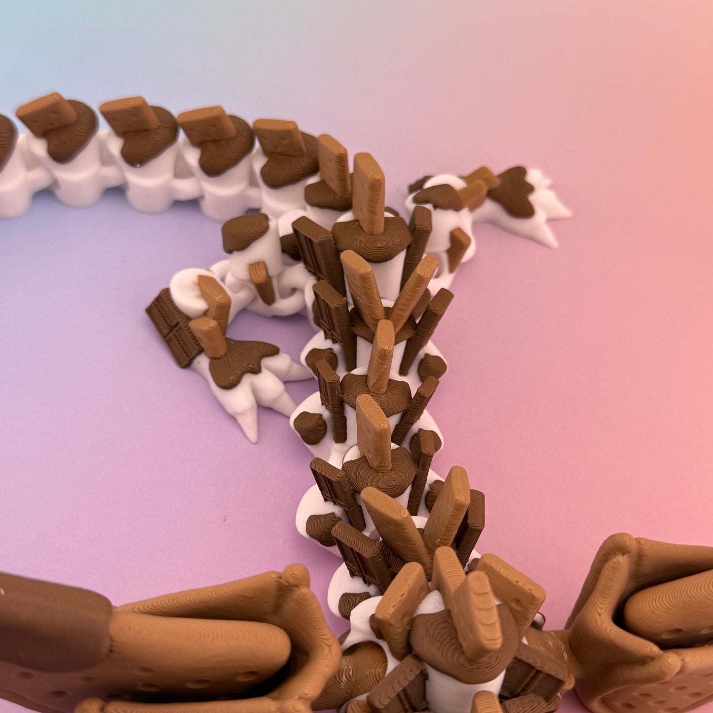Articulated S'mores Dragon - Premium 3D Printed Fidget Toy (18 Inches)