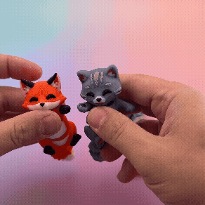Articulated Flexi Fox Pair with Magnets - Cute 3D Printed Fidget Toy