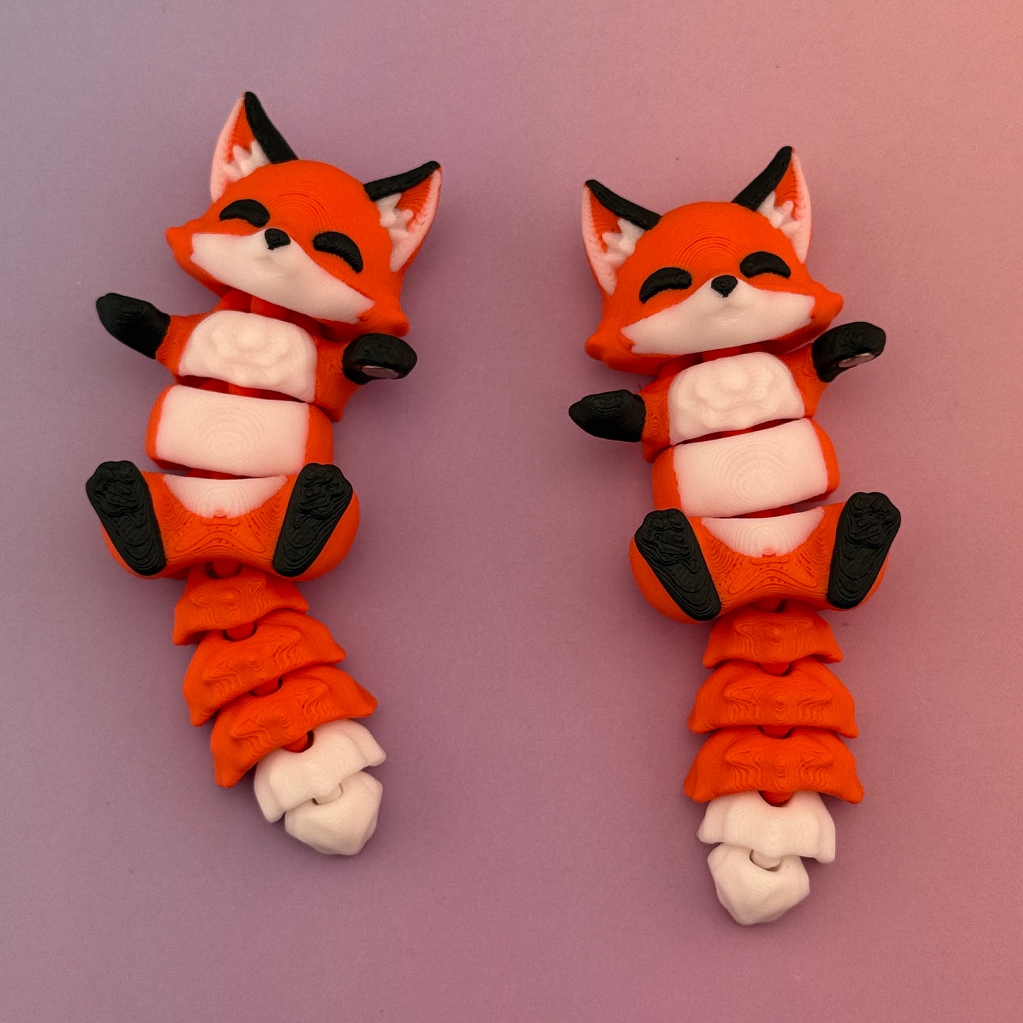 Articulated Flexi Fox Pair with Magnets - Cute 3D Printed Fidget Toy