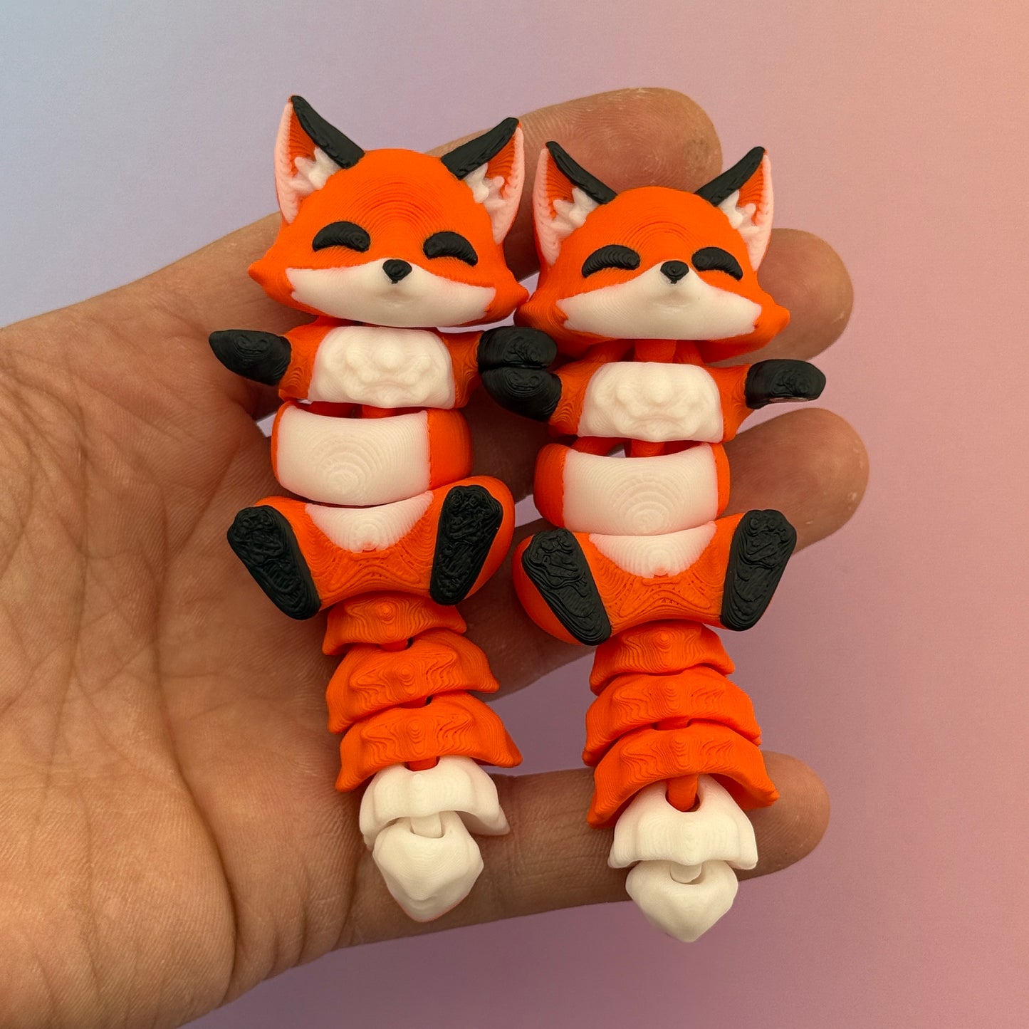 Articulated Flexi Fox Pair with Magnets - Cute 3D Printed Fidget Toy