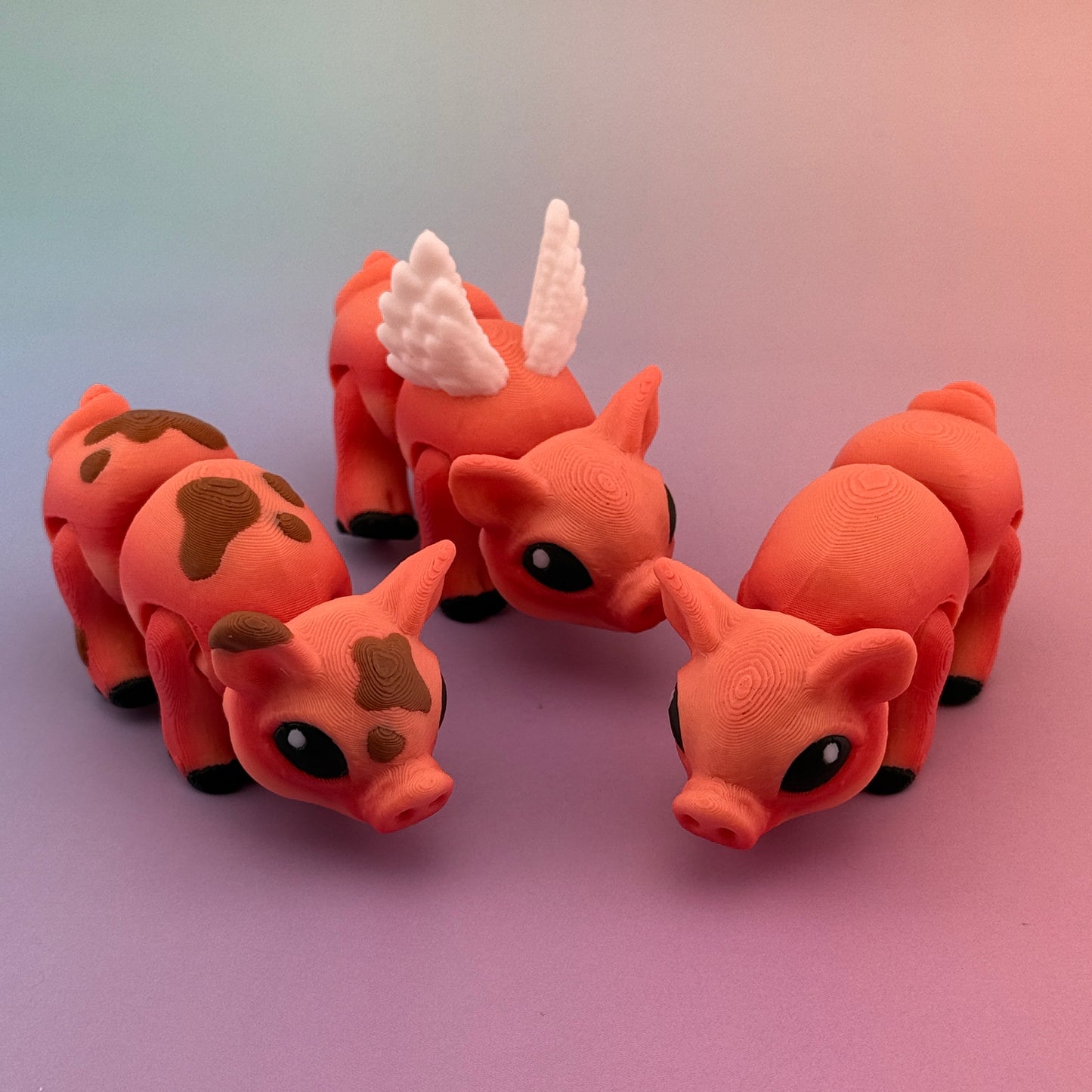Articulated Piglet Trio - Premium 3D Printed Fidget Toys (Set of 3 Variations)