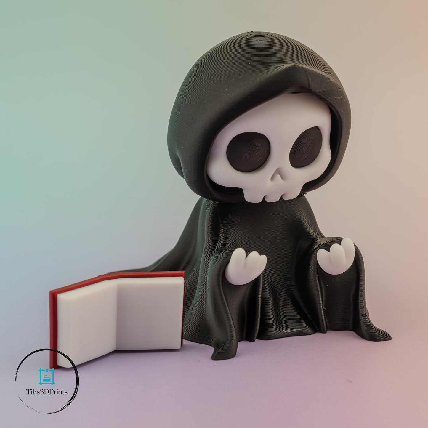 3D Printed Grim Reaper with Book – Halloween Desk & Shelf Décor