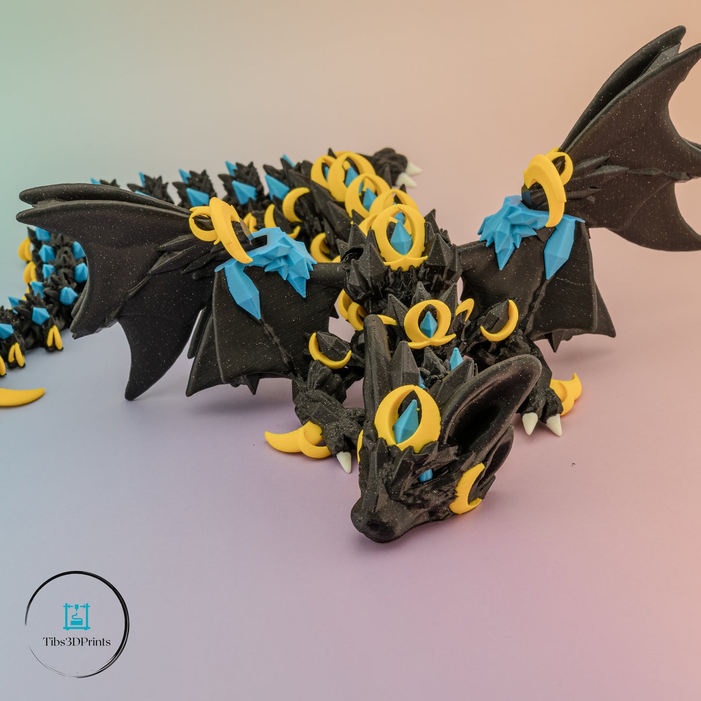Articulated Nightwing Dragon β Black, Blue & Gold Fantasy Figurine