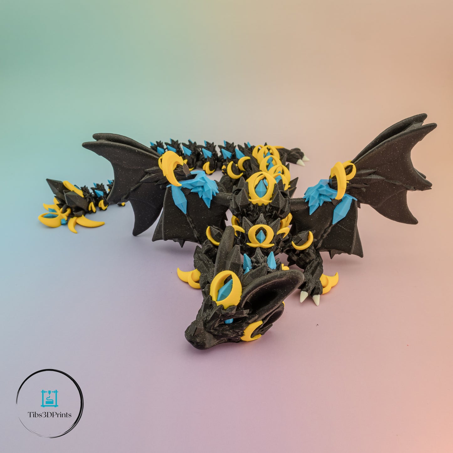 Articulated Nightwing Dragon β Black, Blue & Gold Fantasy Figurine