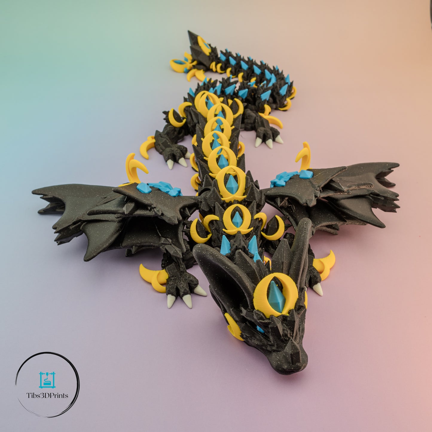 Articulated Nightwing Dragon β Black, Blue & Gold Fantasy Figurine