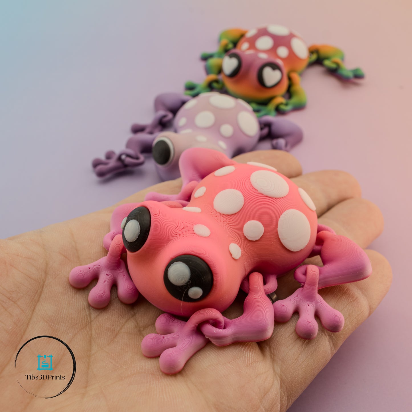 Articulated Rainbow Frogs – 3 Pack Colorful Posable Frogs