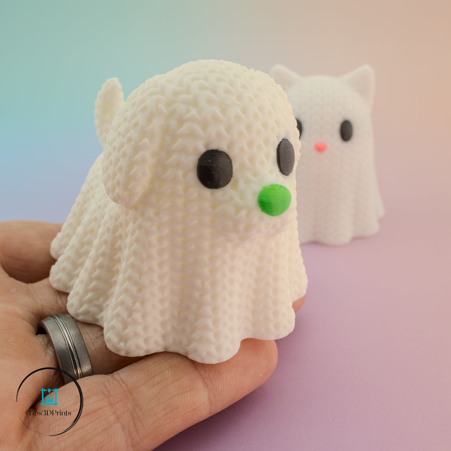 Dog & Cat Crochet Ghosts β Halloween Pet Figurine Set