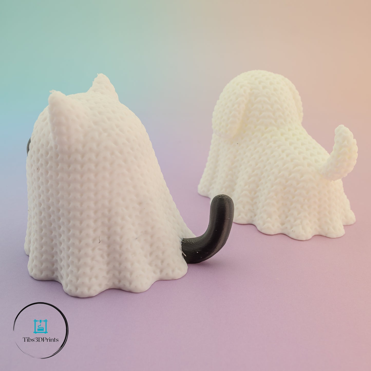 Dog & Cat Crochet Ghosts β Halloween Pet Figurine Set