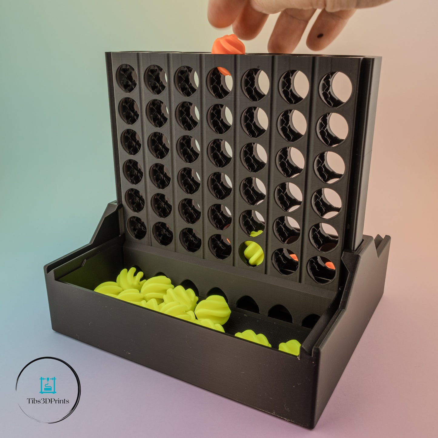 Auto‑Sorting Connect 4 – 3D Printed Game (Pull‑Up Reset + Storage)