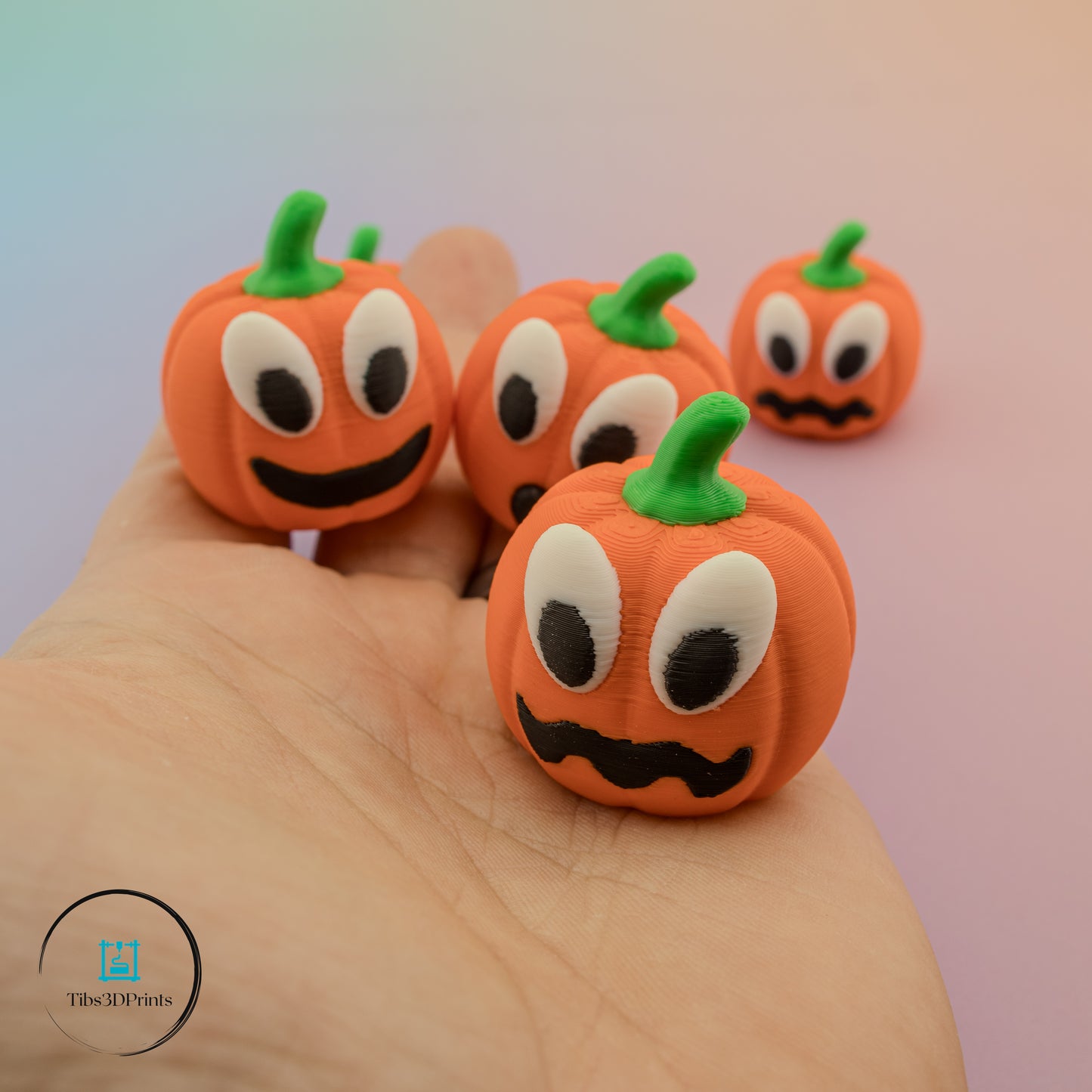 Mini Pumpkin Faces — 5 Pack (3D Printed)