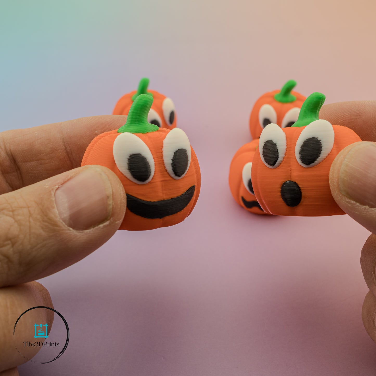 Mini Pumpkin Faces — 5 Pack (3D Printed)