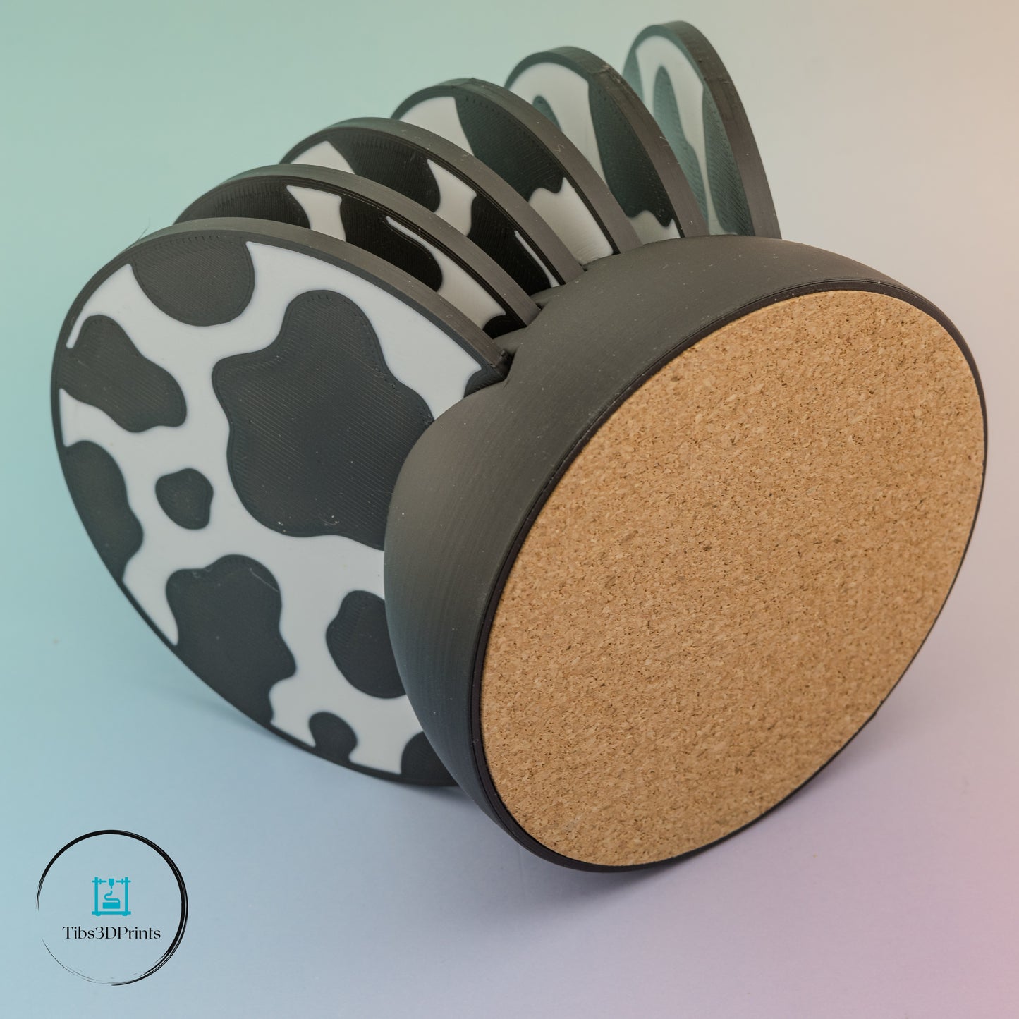 3D printed cow print coaster set for farmhouse decor