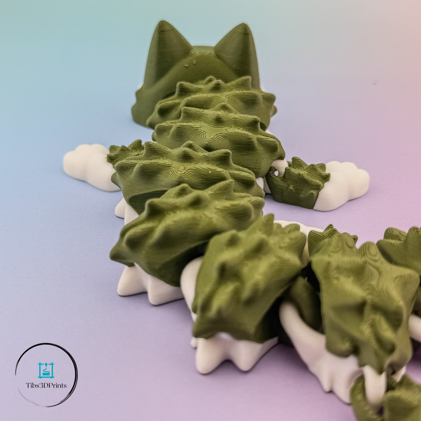 Husky Dragon | Articulated 3D Printed Fidget Toy | Dog Dragon Hybrid | Unique Desk Pet Gift