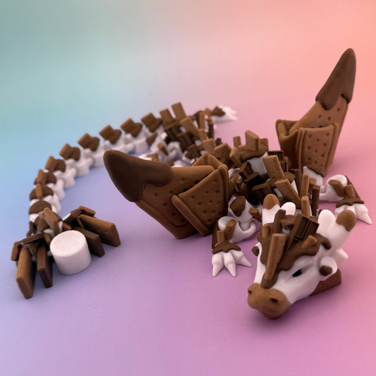 Articulated S'mores Dragon - Premium 3D Printed Fidget Toy (18 Inches)