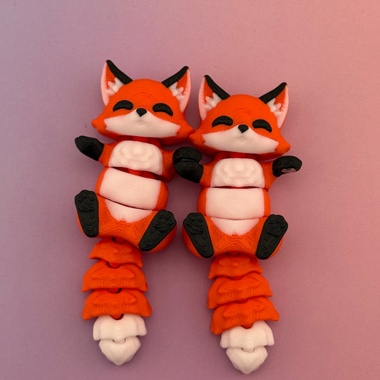 Articulated Flexi Fox Pair with Magnets - Cute 3D Printed Fidget Toy