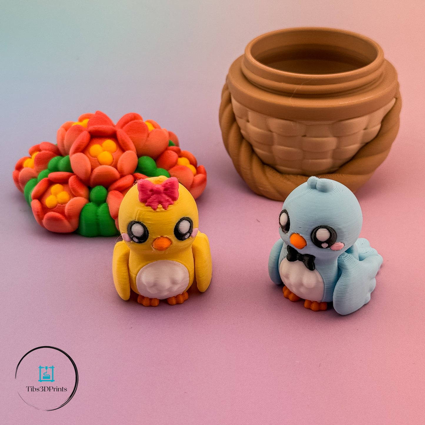 Articulated Chick & Bluebird Duo — Cute Print-in-Place Birds