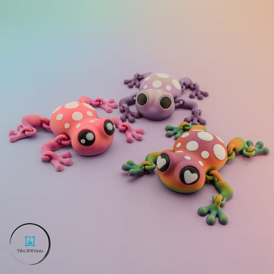 Articulated Rainbow Frogs – 3 Pack Colorful Posable Frogs