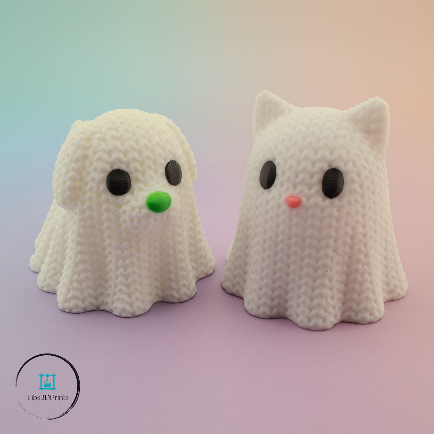 Dog & Cat Crochet Ghosts – Halloween Pet Figurine Set