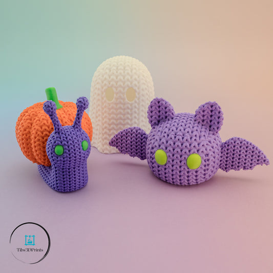 Halloween Crochet Creatures – Snail, Bat & Ghost (3 Pack)