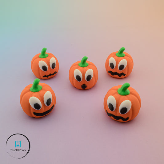 Mini Pumpkin Faces — 5 Pack (3D Printed)