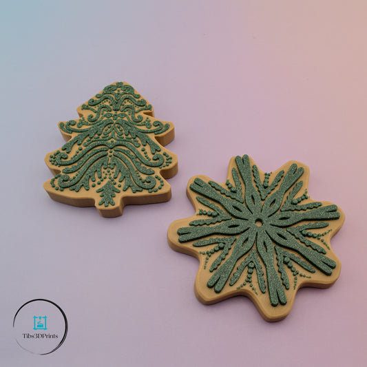 Holiday Ornament Set — Tree & Snowflake (Layered)