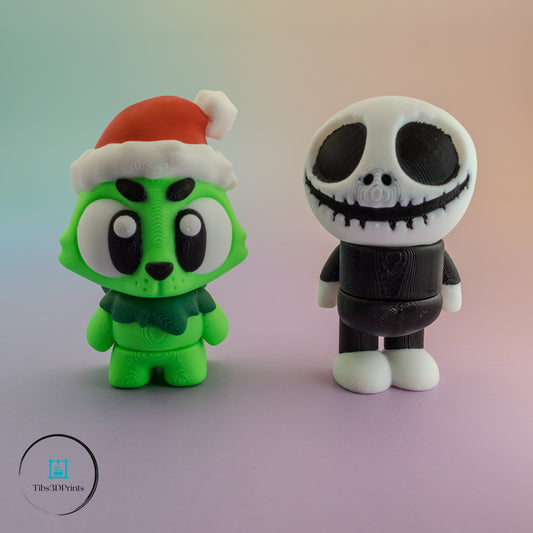 Grinch & Skelly Articulated 3D Print Pair