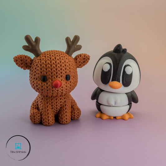 Reindeer & Penguin 3D Print Pair