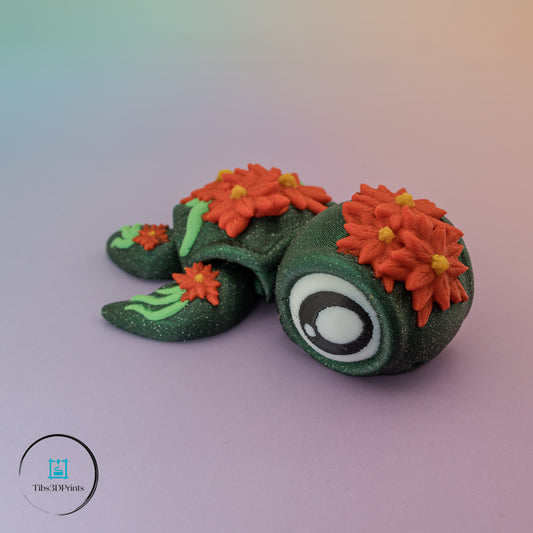 Holiday Turtle – Poinsettia Edition Articulated 3D Print