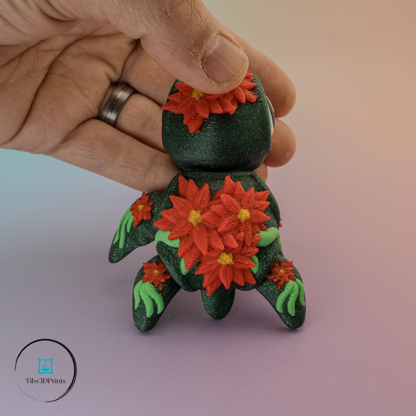 Holiday Turtle – Poinsettia Edition Articulated 3D Print