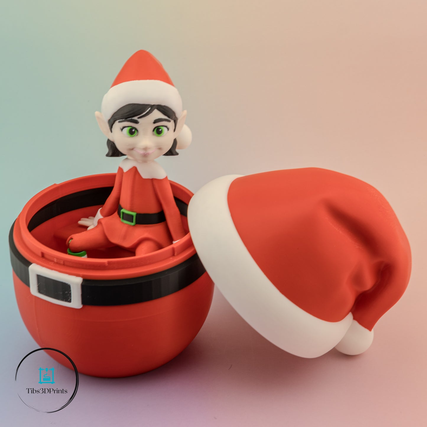 Elf in Egg - Holiday Shelf Sitter with Storage