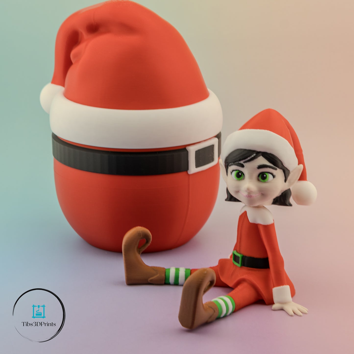Elf in Egg - Holiday Shelf Sitter with Storage