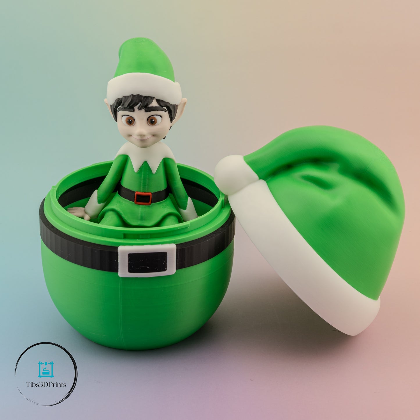 Elf in Egg - Holiday Shelf Sitter with Storage