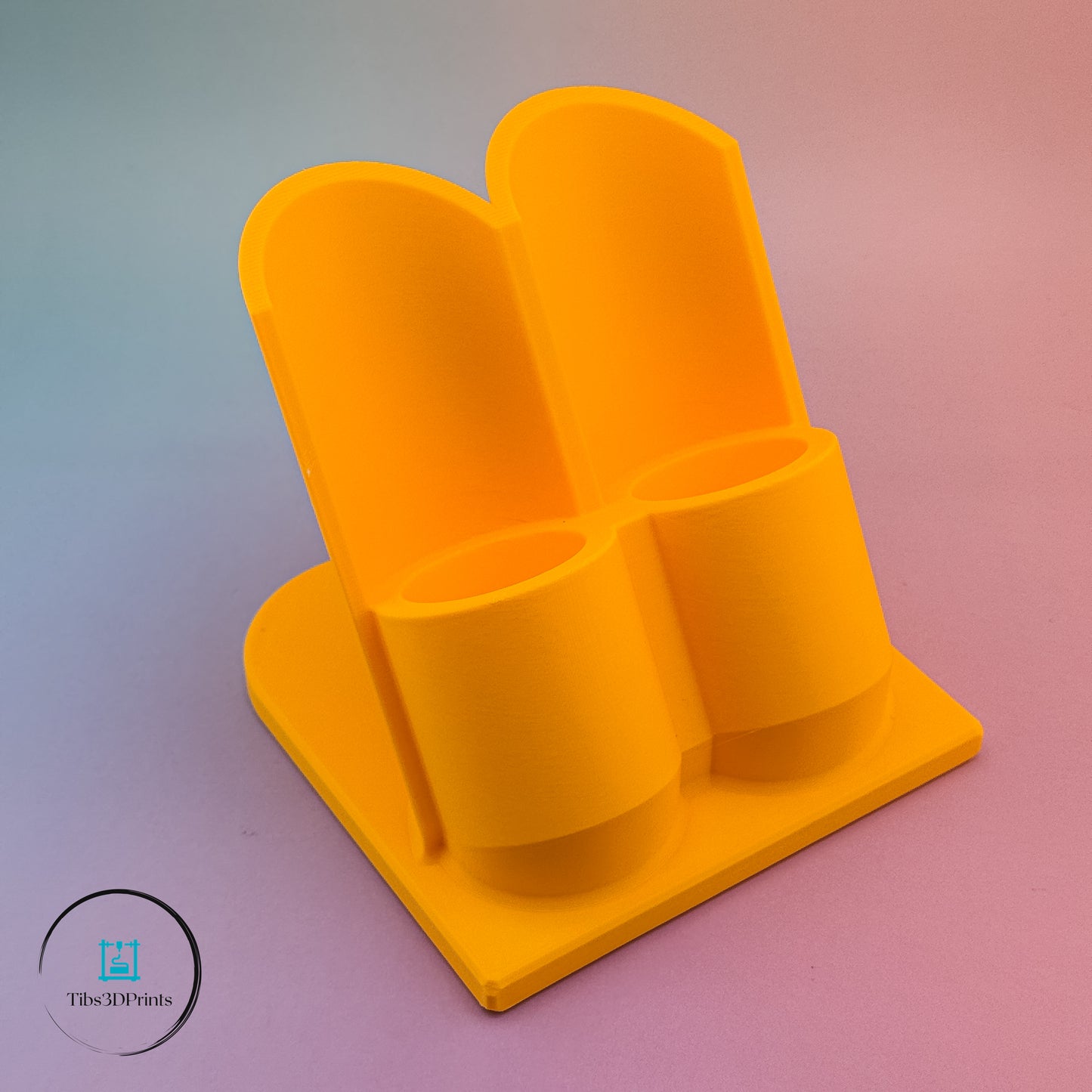 Yellow 3D printed glue holder organizer — desk and craft room storage printed in Parma, Ohio
