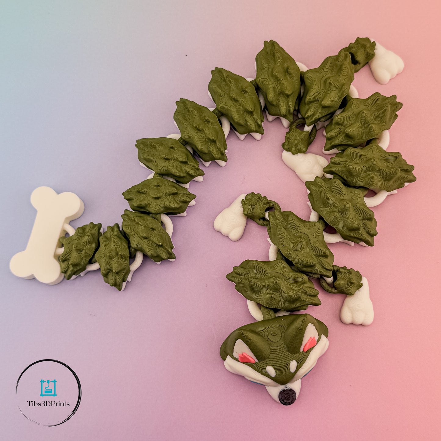 Husky Dragon | Articulated 3D Printed Fidget Toy | Dog Dragon Hybrid | Unique Desk Pet Gift