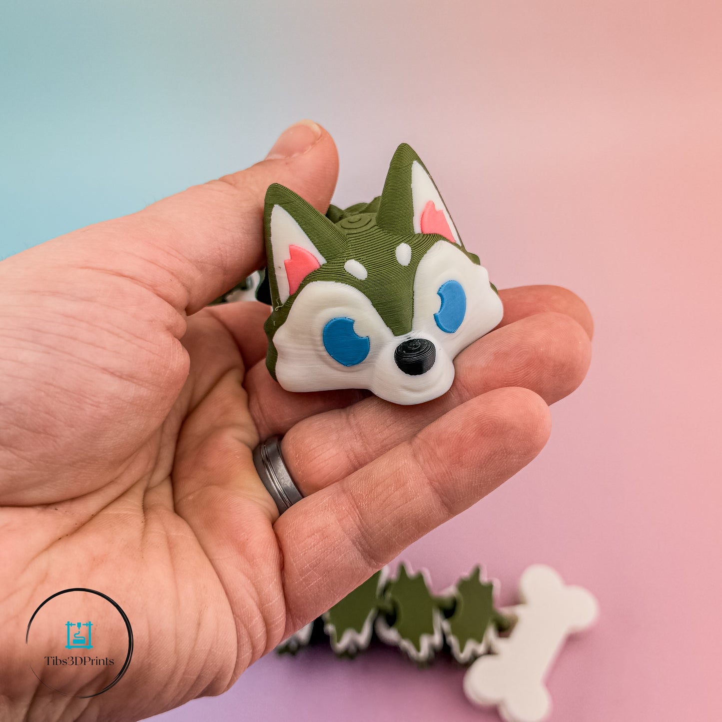 Husky Dragon | Articulated 3D Printed Fidget Toy | Dog Dragon Hybrid | Unique Desk Pet Gift