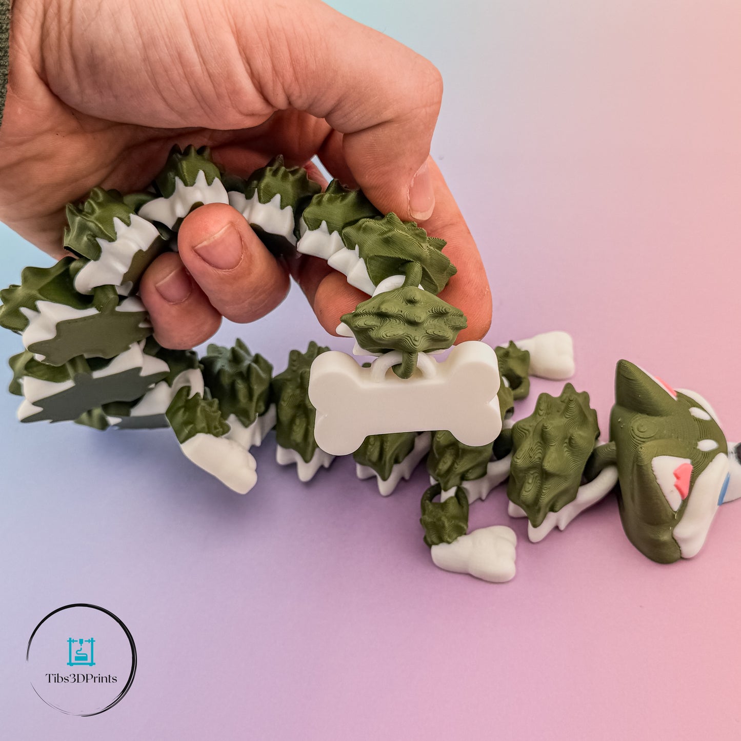 Husky Dragon | Articulated 3D Printed Fidget Toy | Dog Dragon Hybrid | Unique Desk Pet Gift