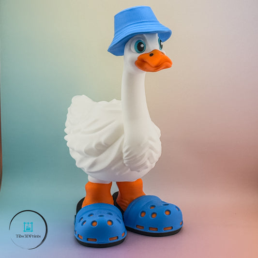 3D printed porch goose figurine with outfit accessories