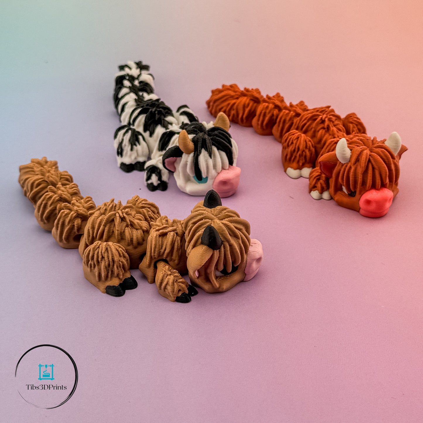 Highland Cow Trio — Articulated Fluffy Friends