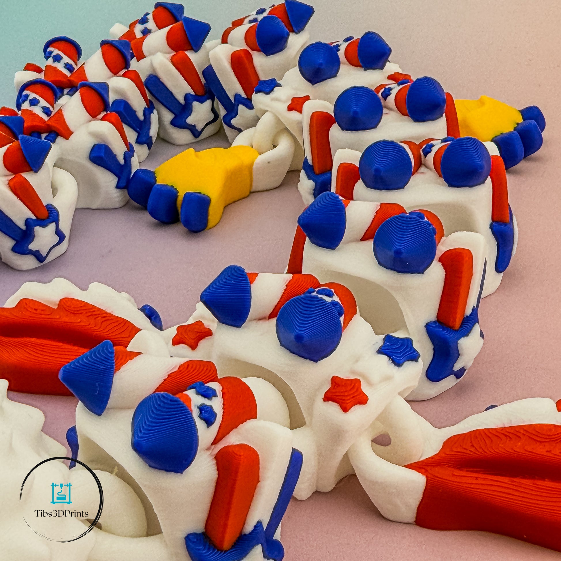Rocket Dragon posed — flexible print-in-place joints, 3D printed by Tibs3DPrints