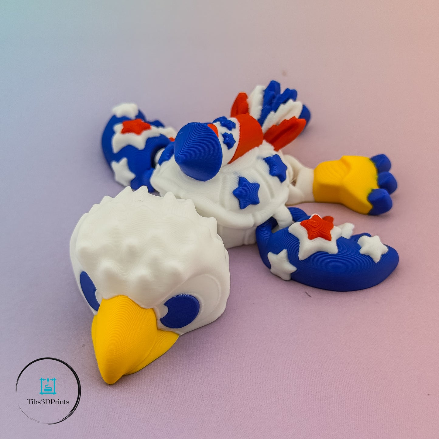Liberty Eagle Turtle — posed articulated view, 3D printed by Tibs3DPrints