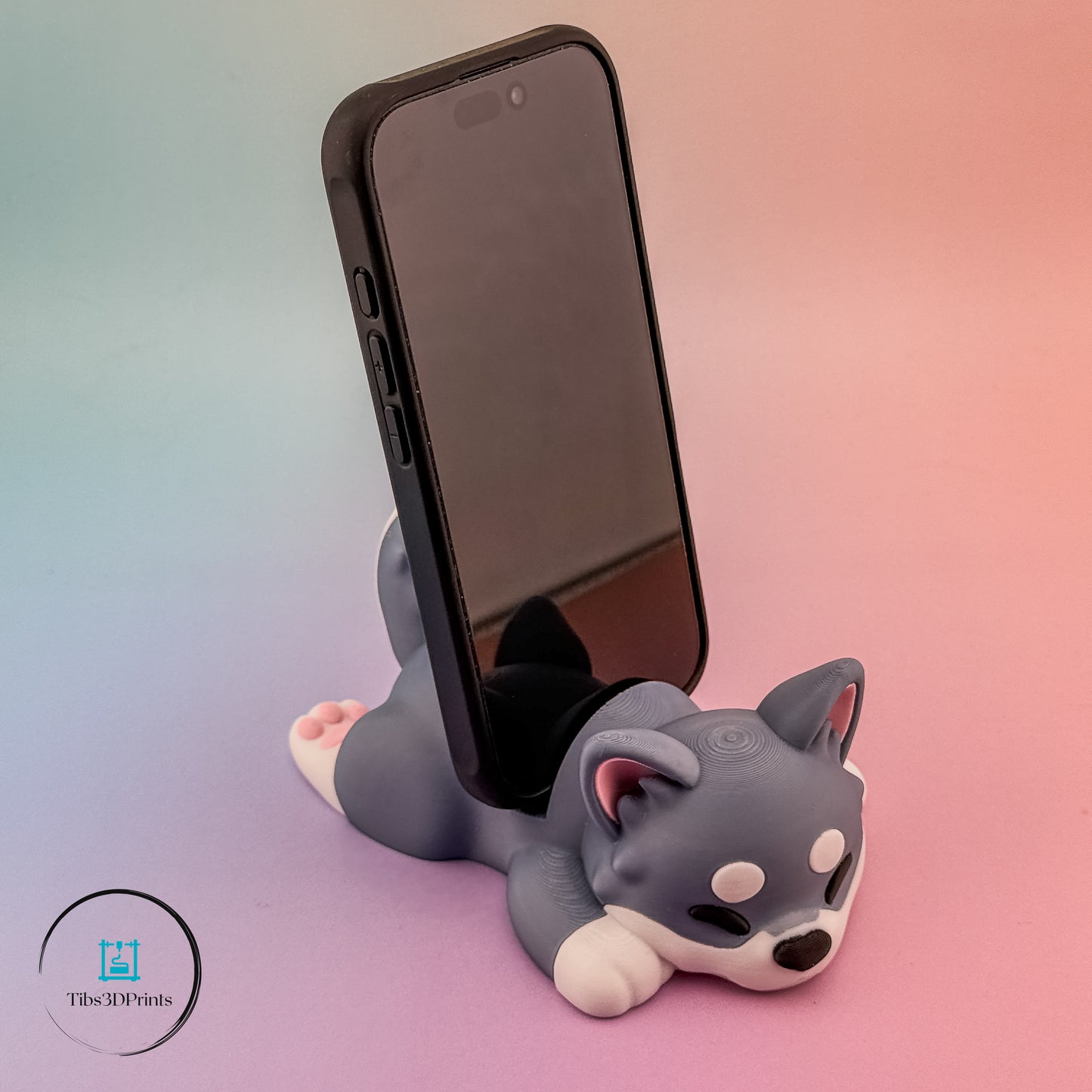 Sleepy Pup phone stand — Corgi version, 3D printed by Tibs3DPrints