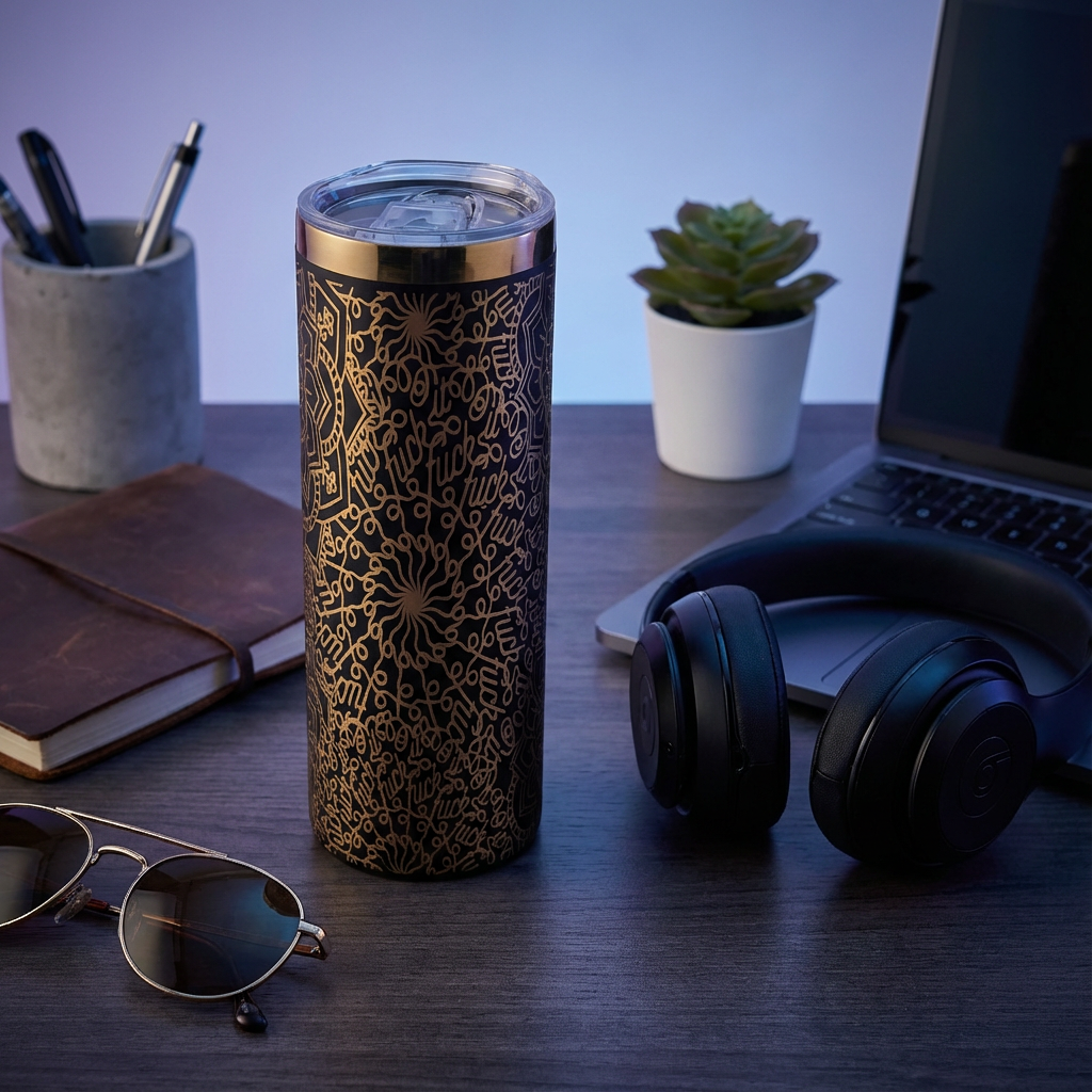 20 oz Laser Engraved Skinny Tumbler | Custom Stainless Steel Cup | Personalized Gift Idea